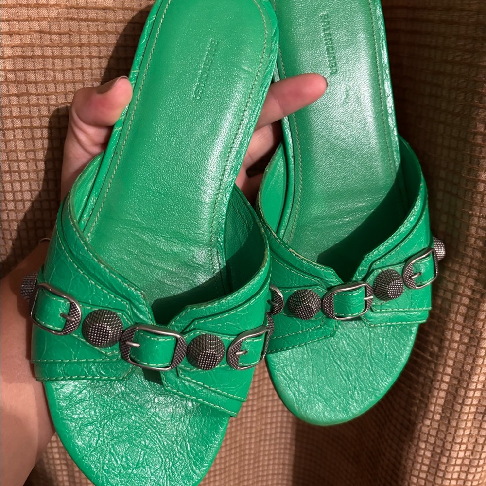 Balenciaga Vibrant Green Slide Sandals